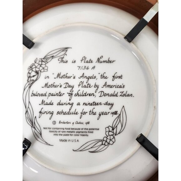 Vintage Zolan Mothers Angel Decorative Framed Wall Hanging Collector Plate - Picture 6 of 10